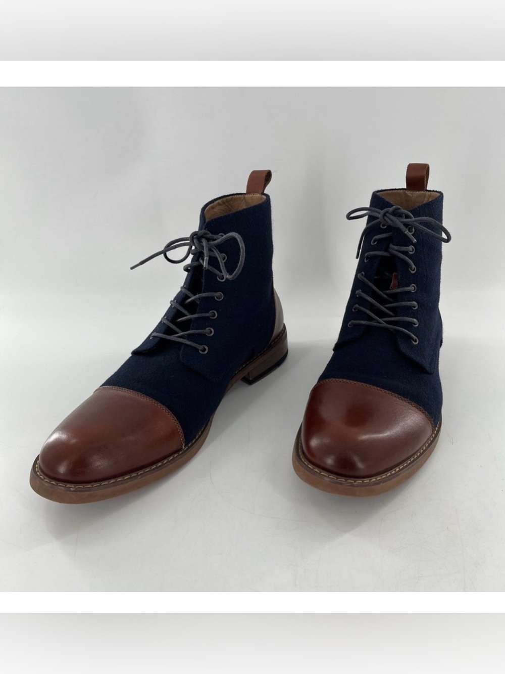 La Milano Stance Men's Navy Congnac with Brown Leather Cap Toe